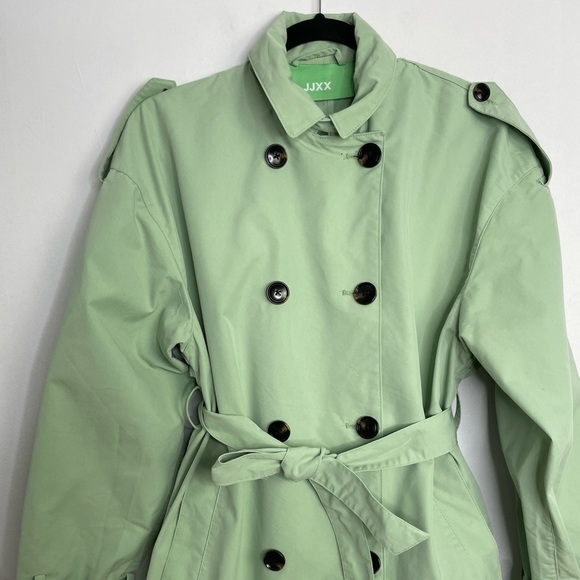 Jjxx Loose double-breasted trench coat in smoke green - Picture 4 of 14